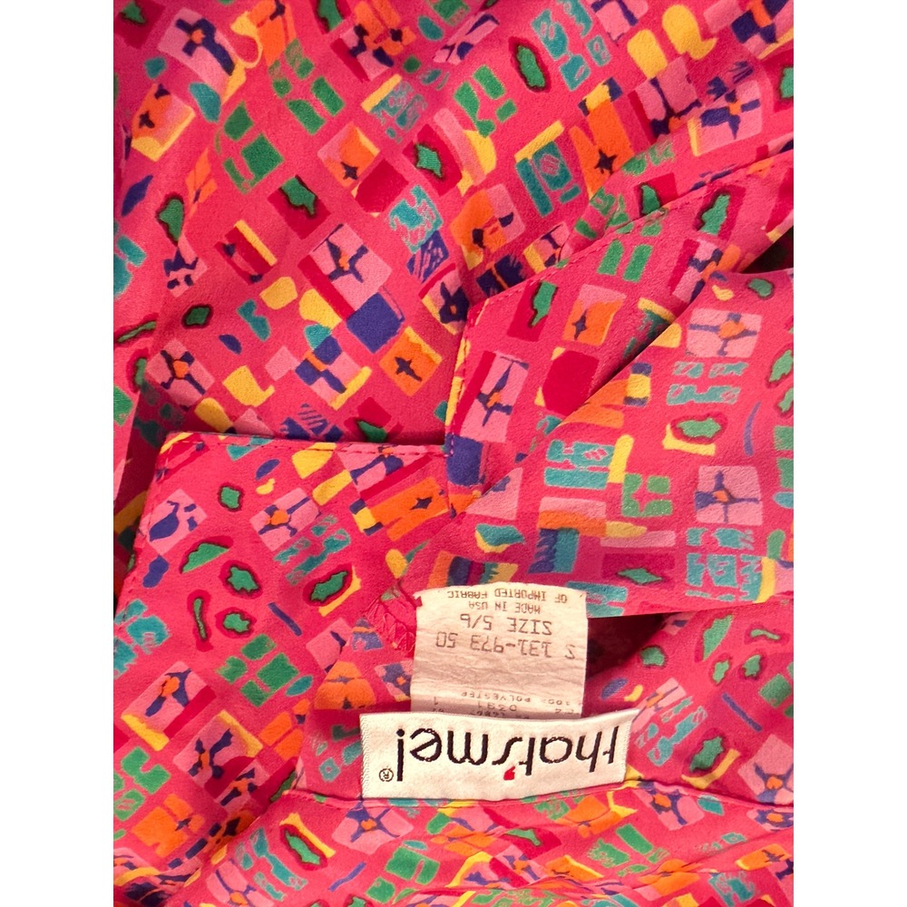 Vintage Thats Me Pink Abstract Geometric Button Down Shirt Made in USA Size 5/6